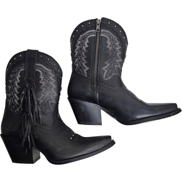 Durango Women's Crush Black Leather Pointed Snip Toe Cowboy Boots Rodeo Size 6.5 - Picture 4 of 14